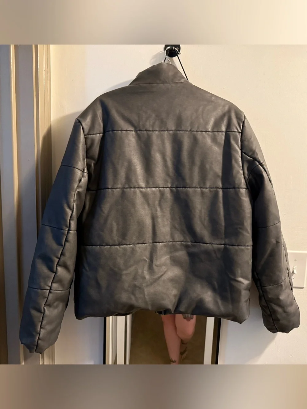 Mens ASOS Faux Leather Puffer - Picture 2 of 4